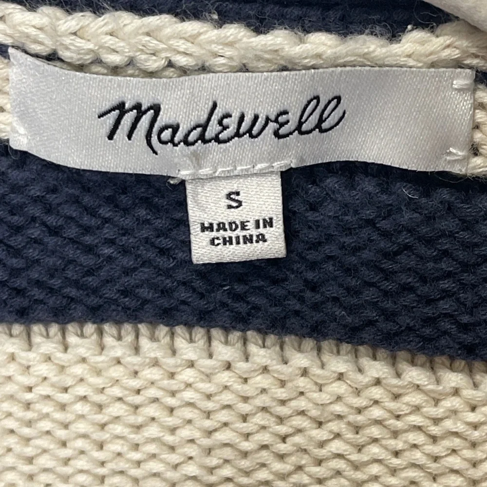Madewell Oversized Cotton Cardigan in Stripe Cream Navy NT645 100% Cotton Small - Picture 8 of 10